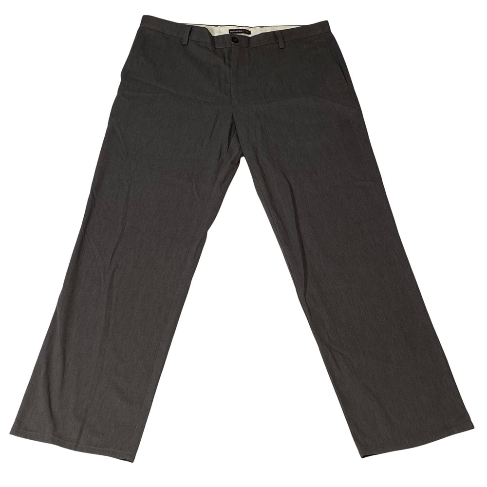 Dockers‎ Straight Fit Mens Charcoal Grey Flat Front Pants 38x34 Cotton Blend